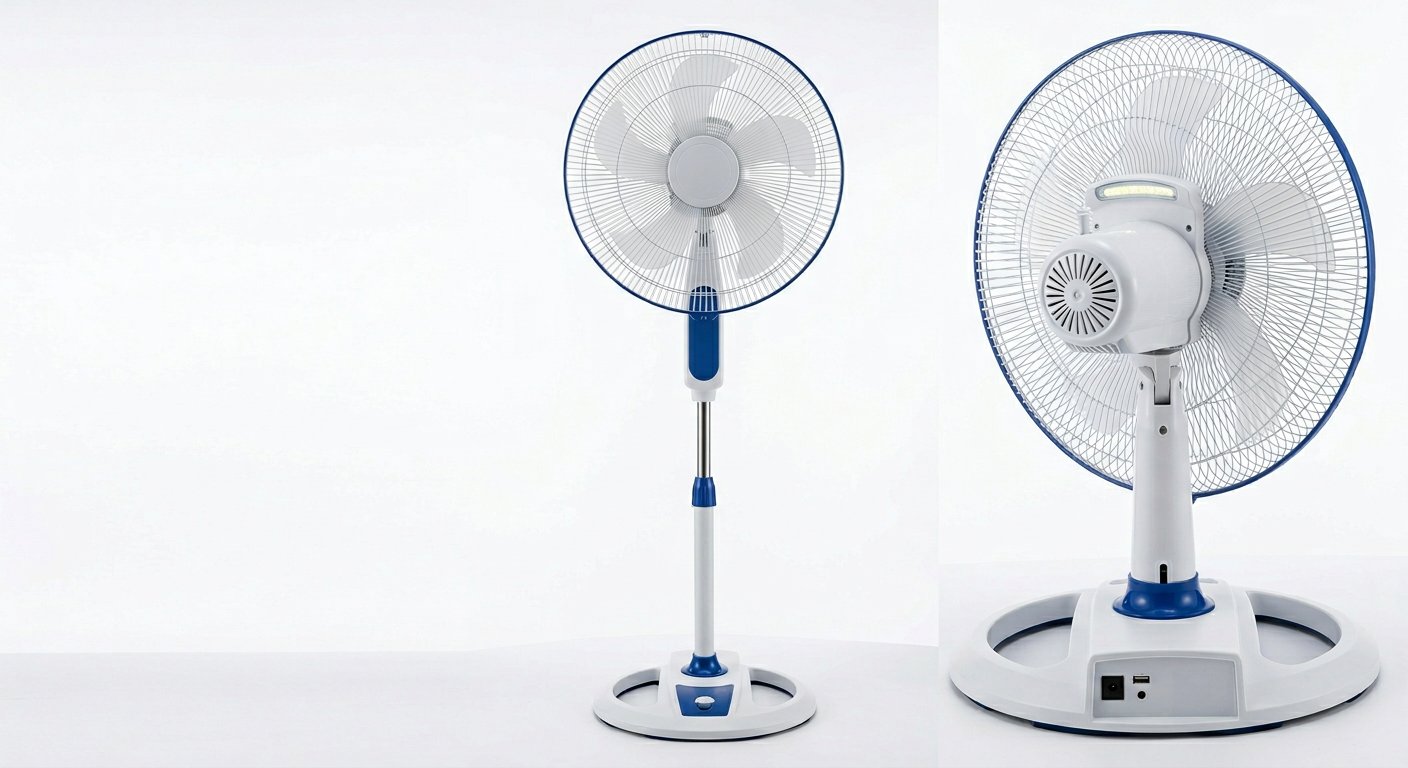 20" Rechargeable Standing Fan with Solar Port